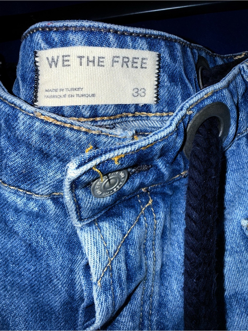 We The Free Vintage Blue Drawstring Wide-Leg Jeans - Picture 2 of 4